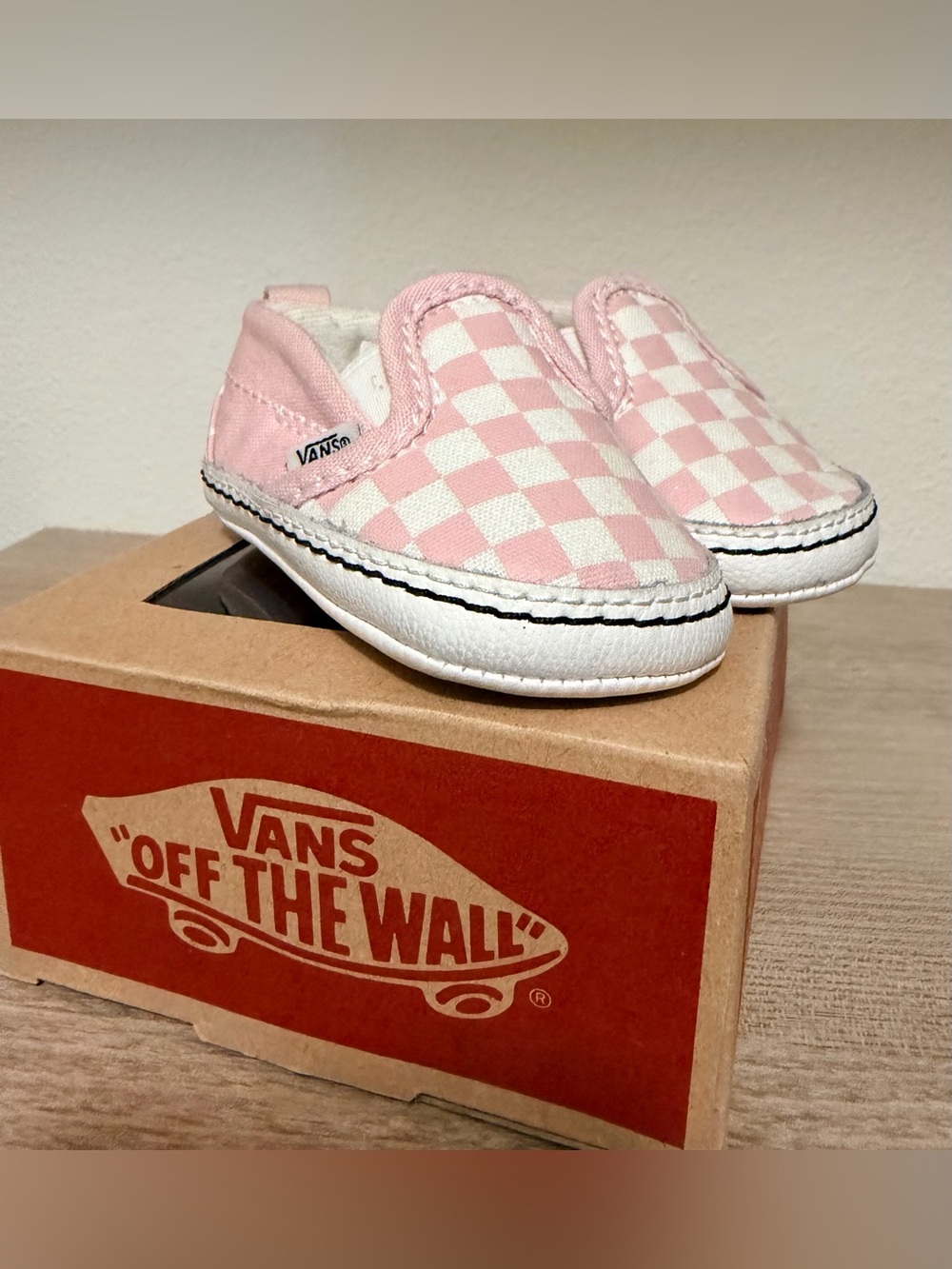 Vans Kids Pink & White Checker Slip-On Sneakers